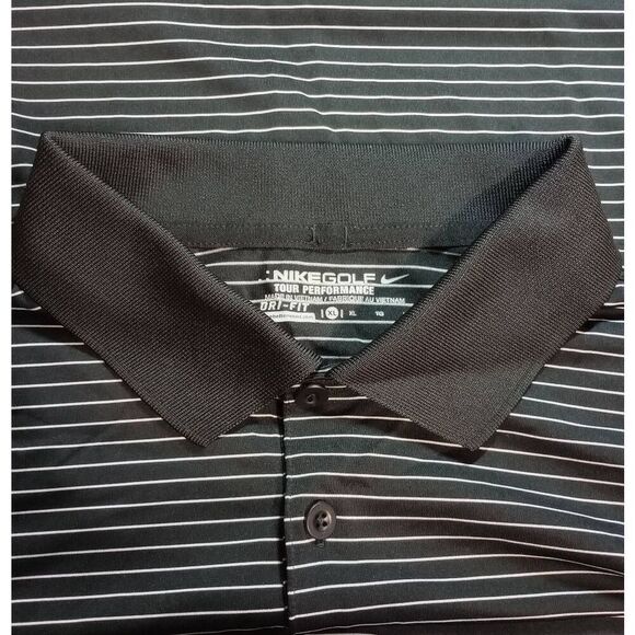 Nike Shirt Men's Extra Large Black White Polo Dri-Fit Short‎ Sleeve - Picture 6 of 9